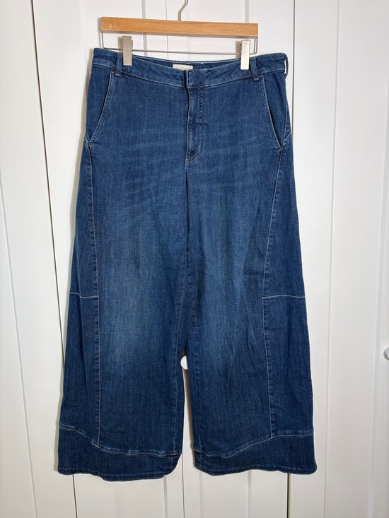 Pilcro Pants - Pilcro Wide Leg Dark Blue Denim Culottes
